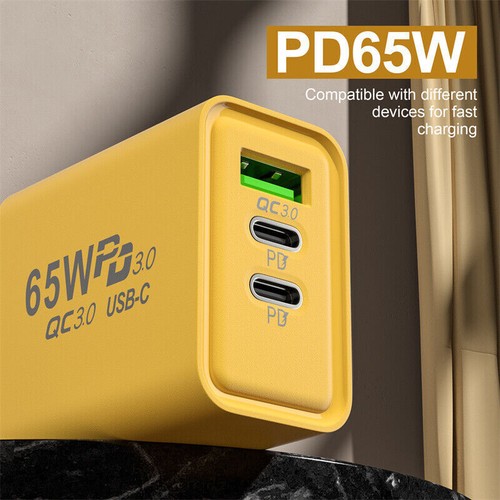 Câble Chargeur Rapide Mural Double USB-C 65W 3/6 FT pour Samsung Galaxy S24 S23 Ultra - Photo 4 sur 25