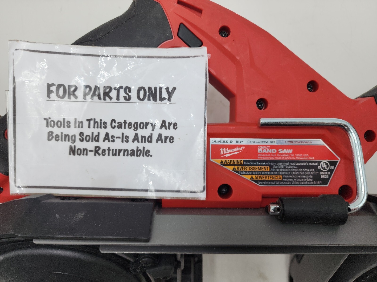 Milwaukee 282920 M18 18V FUEL Brushless Compact Band Saw (FOR PARTS