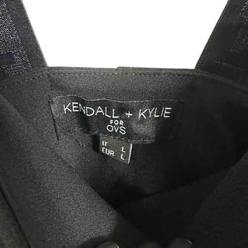 Kendell + Kylie Women Sz L Black Sleeveless Short Bodycon Dress Stretch Spellout - Picture 5 of 7