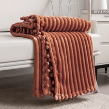 Fleece Blanket Throw Size   51x63, Caramel   Soft, Plush, Fluffy, Fuzzy, Warm...