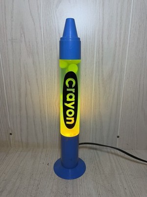 Blue Crayola Crayon Yellow Lava Motion Lamp Light 17'' Tall WORKS!