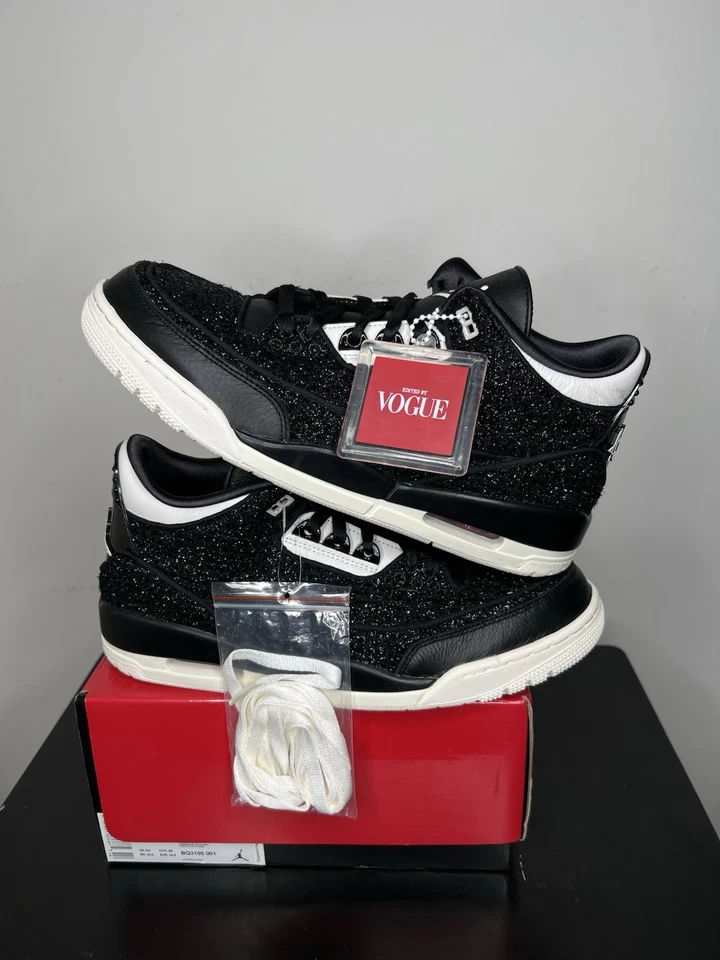 Неликвидный товар Nike Air Jordan 3 «AWOK Vogue» ретро SE черные цементные Solefly 12 Вт / 10,5 м - Изображение 4 из 4