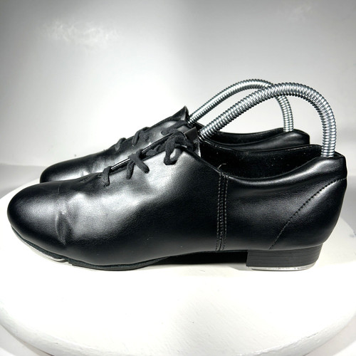 Capezio Tap Shoes Womens Size 8.5 M Black Leather CG17 Fluid Taps Dance Tele Ton