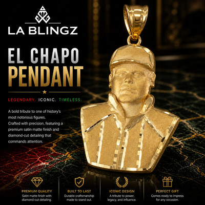 Gold El Chapo Guzman Satin DC Pendant