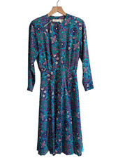Vintage Liz Claiborne Paisley Button Down Shirt Dress with Swing Skirt Size 6