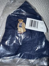 NEW Polo Ralph Lauren Mens Large- XL Polo Bear Bucket Hat Navy Collegiate Blue