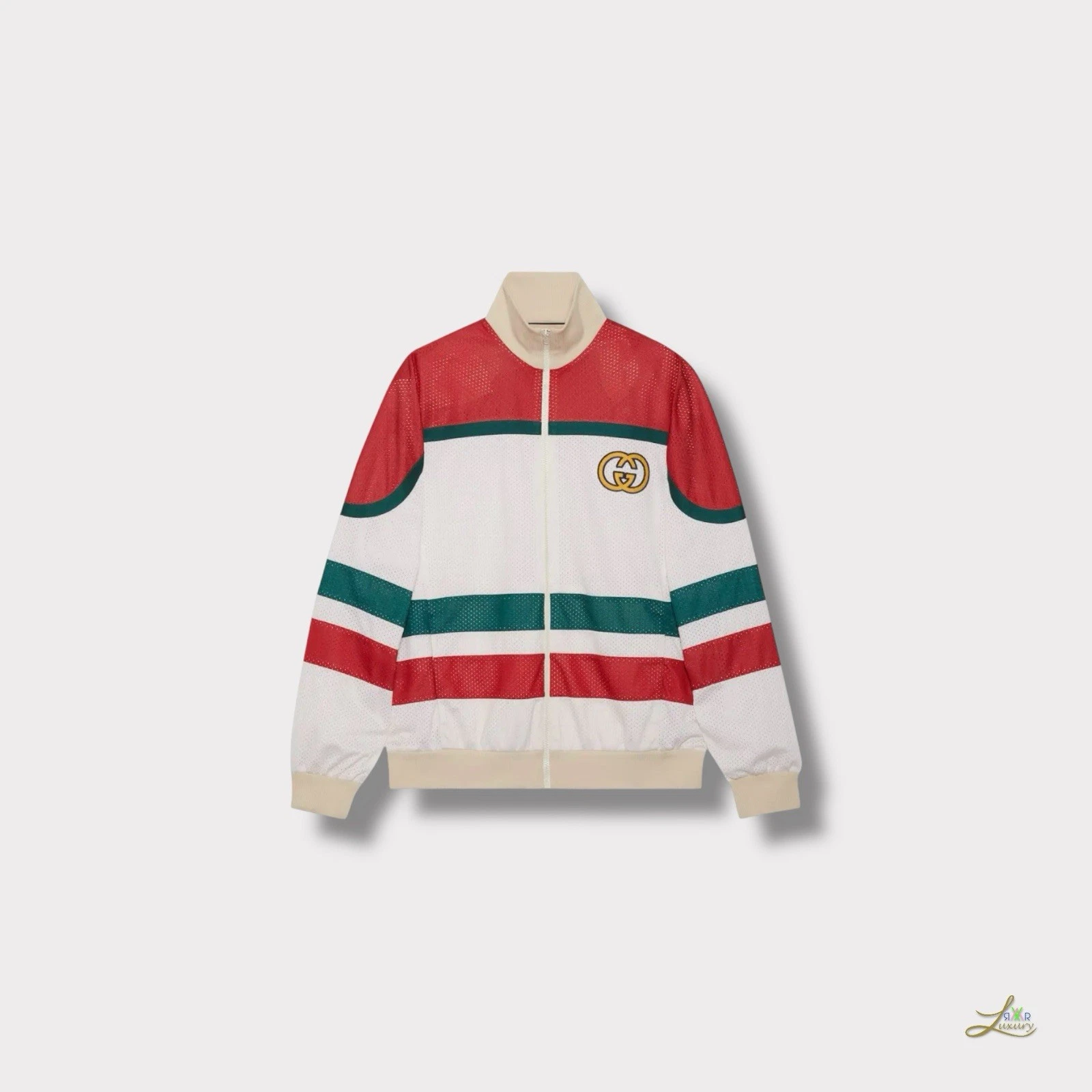 Gucci Interlocking G Giacca da Pista in Rete con Dettagli Web Taglia L