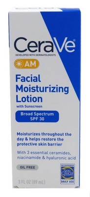 (3 PACK) Cerave Moisturizing Facial Lotion Am Spf#30 3oz Oil Free