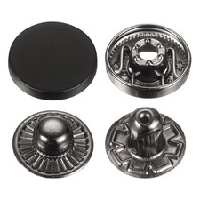 30 Set Press-Stud Cap Button 15mm Metal Snap Fastener for Leathers, Drak Black