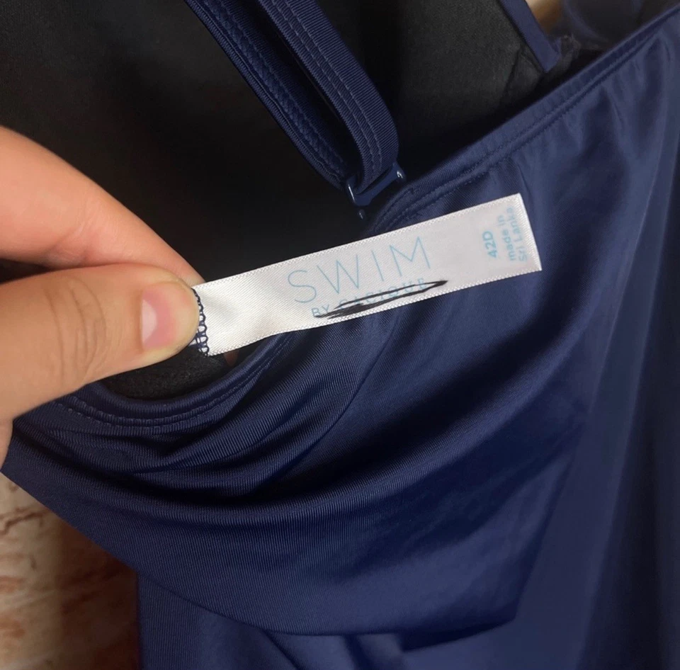 Lane Bryant Cacique | Top de traje de baño Tankini azul marino 42D con tazas moldeadas incorporadas Foto 4 de 4