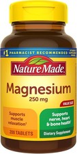 Nature Made Magnesium Supplement 250 mg Tablets - 200 Count Free Shipping USA.