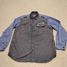 Carhartt Shirt Mens L Relaxed Blue Work United Airlines Uniform Force Button A4