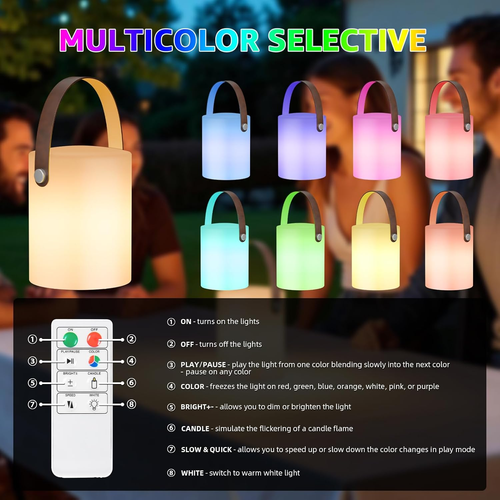 Lampada Da Tavolo Senza Fili 8 Colori Dimmerabile Luce Bianca Calda RGB LED Tele - Foto 3 di 12
