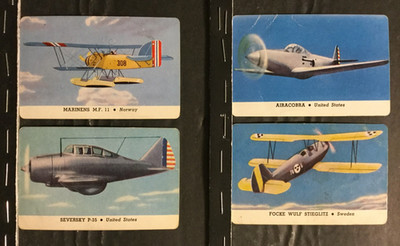 1940/41 Leaf Cardo Gum Airplanes R112-3 Series B 4 Different Joker Cards Sku116