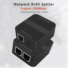 RJ45 1 in 2 Gigabit Network Sharer 2 Port USB-C Mini Switch Network Splitter