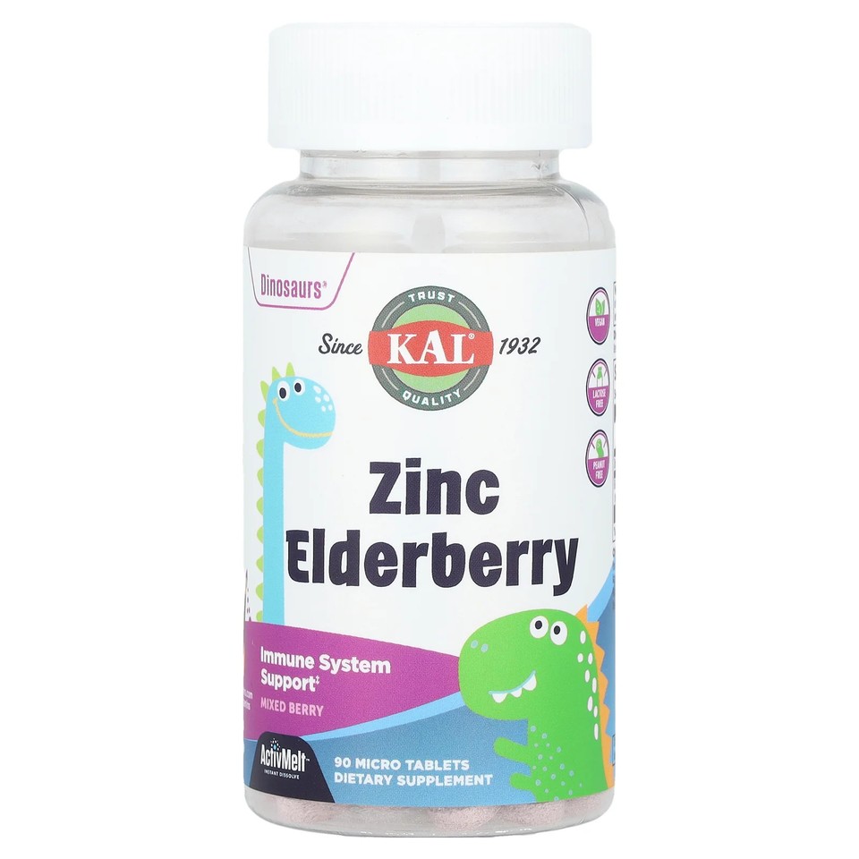 Dinosaurs®, Zinc Elderberry, Mixed Berry, 90 Micro Tablets