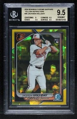 2024 Bowman Chrome Sapphire Yellow 10/75 Jackson Holliday BGS 9.5 Rookie RC 04cw