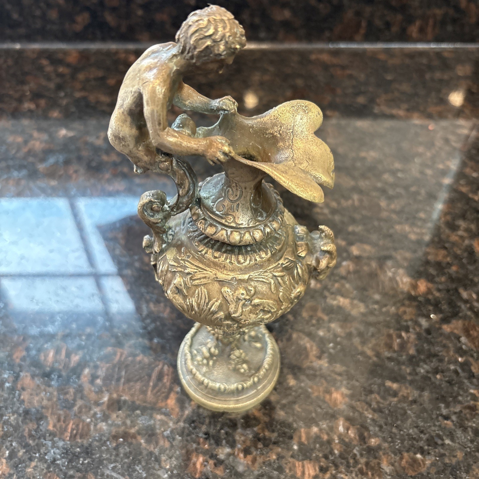 Antonio Pandiani antique bronze figurative sculpture 19th Century Very Rare 8”