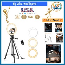 10-Inch Ring Light with 50-Inch Tripod Phone Holder for Streaming, Makeup, Ti...