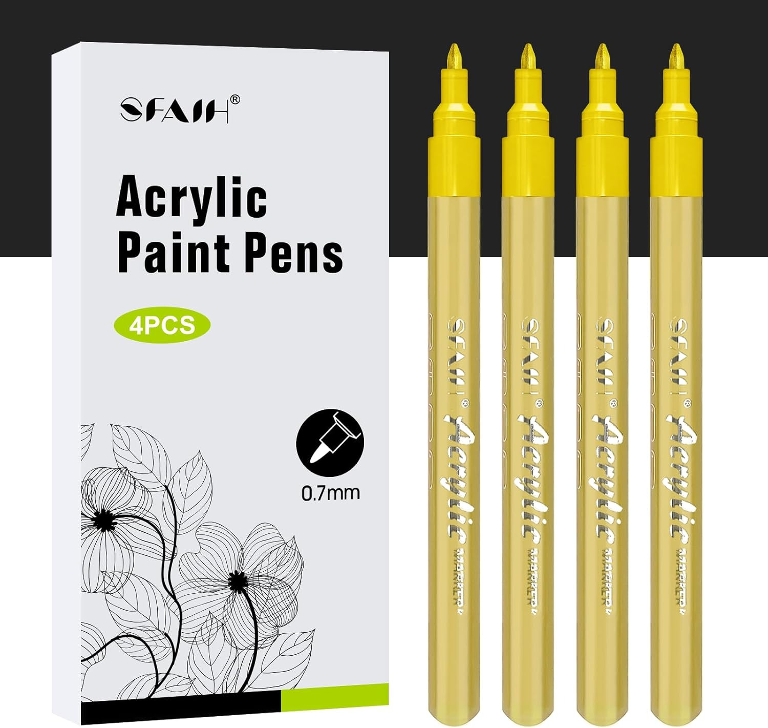Pens - 4 Pack 0.7mm Fine Tip Metallic Acrylic Markers For Ro