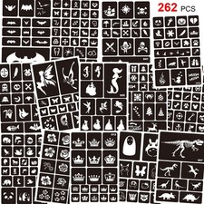 Konsait 262pcs Temporary Tattoos Stencils for Kids, Face and A4 Size, White