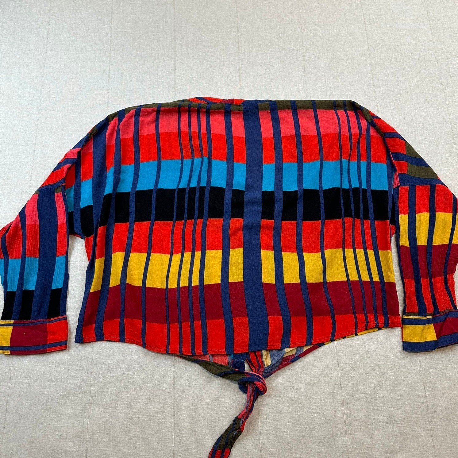 Express | Tie-Front Button Down Blouse Colorful |… - image 2