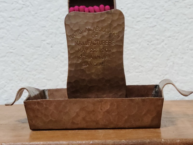 COPPER MATCH HOLDER commemorating NATIONAL ASSOCIATION OF MANUFACTURERS
