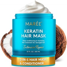 MAREE Deep Conditioning Hair Mask for Damaged 10 Fl Oz Pack of 1 , White