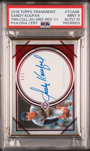 Sandy Koufax 2018 Topps Transcendent 1/1 Red Autograph - PSA 9 with Gem 10 Auto!