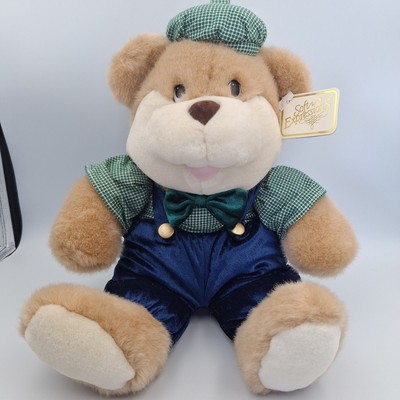 VTG Dan Dee Teddy Bear Soft Expressions Plush 16  Tall With Tags Plaid Shirt Hat