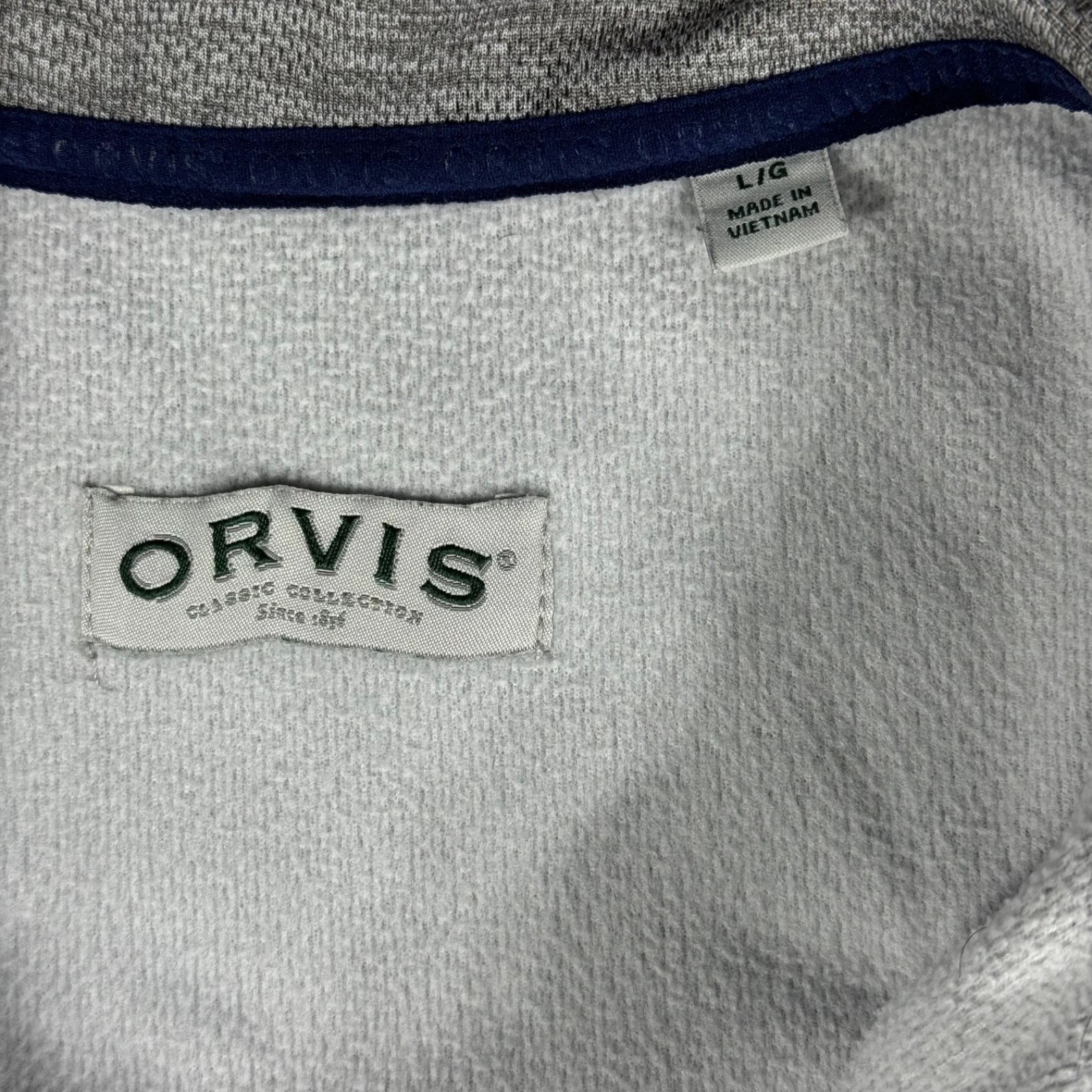 Orvis Men’s Classic Collection Full Zip Bonded Mesh Fleece Jacket Gray Blue L - product detail image 4