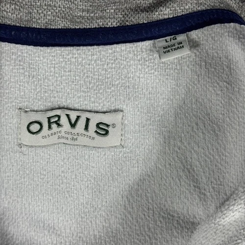 Orvis Men’s Classic Collection Full Zip Bonded Mesh Fleece Jacket Gray Blue L image 4