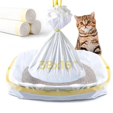 Cat Litter Box Liners, 30 Count Jumbo Extra Durable Large Drawstring Kitty Li...