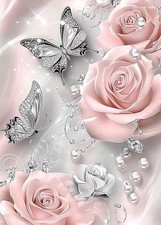5D Diamond Painting Kit for Adult Butterfly Rose Flower Full Drill DIY Wall Deco