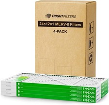 TRIGHTFILTERS 12x24x1 Air Filter MERV-8 Pleated Dust Defense Replacement- 4 Pack