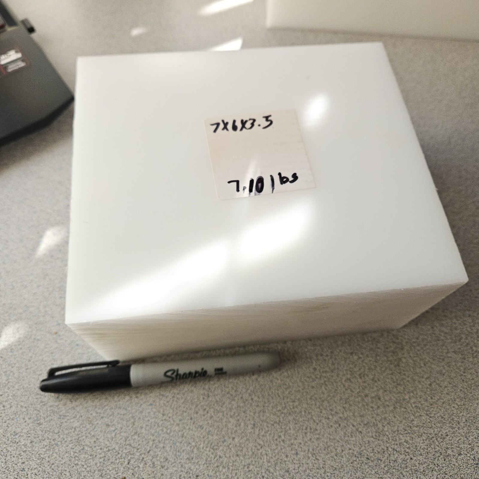7x6x3.5 Large DELRIN Acetal Block Machinable Plastic White Acetron CNC 7.10lbs