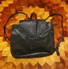 Women's Day & Mood Black Genuine Leather Backpack Purse Hobo Sack Hand Bag NICE