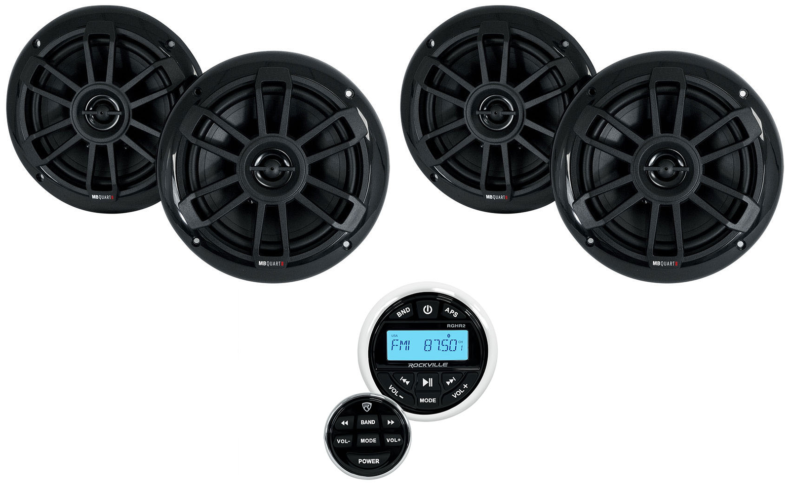 Морской приемник Rockville RGHR2 с Bluetooth 4 динамики MB Quart NF1-116B