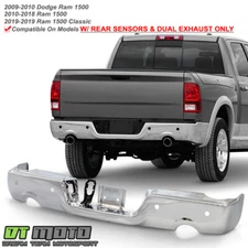 2009-2018 Dodge Ram 1500 w/Dual Exhaust & Sensor Rear Step Bumper Face - Chrome