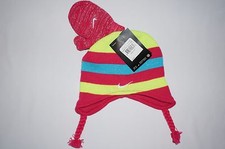 NWT NIKE 2pc knit hat  glove Girl size 2-4T can fit 6M to12M  pink force