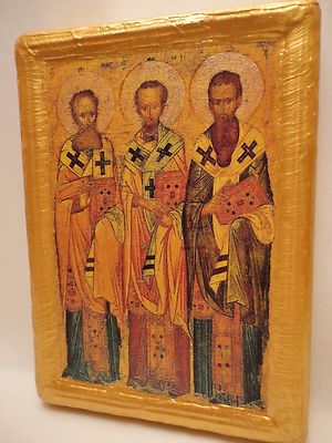 Three Hierarchs Saints Gregory John Basil Greek Orthodox Art Icon