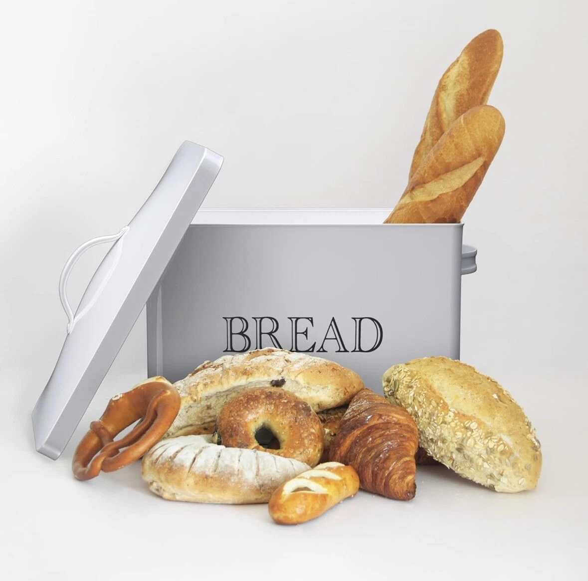 Bread Box - Countertop Space-Saving, Extra Large, High Capacity Metal White
Opens in a new window or