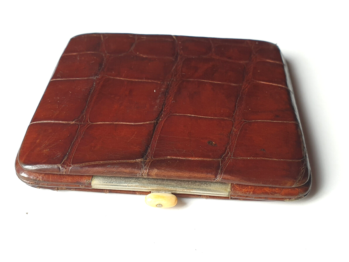 Portefeuille Cuir Ancien Début XXème - Porte-cartes, Marron, Vintage