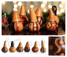 1180 Six Assorted Natural Decor Gourd Christmas Decorative Tree Ornament Art
