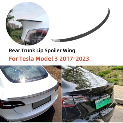 Gloss Carbon Fiber Rear Trunk Lip Spoiler Wing For 2017-2023 Tesla Model 3 