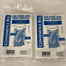 Convenience Emesis Bag Model GKR # 1000/7000 White, X-wide 6" opening, lot of 2