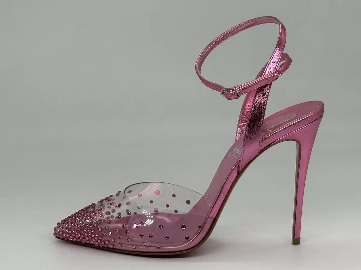 Christian Louboutin SPIKAQUEEN 100 PVC Crystal Strass Sandals Heels Shoes  $1095