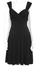 Black Special Occasion Dress Stretch Shutter Pleat Sz 4 White House Black Market