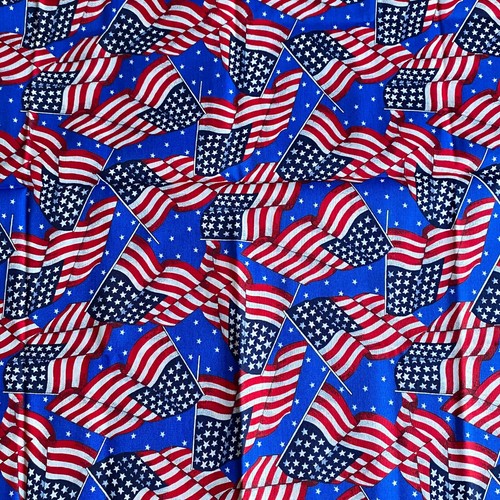 Packed USA Flag Fabric Red White Blue Cotton 18x44 - Picture 2 of 4