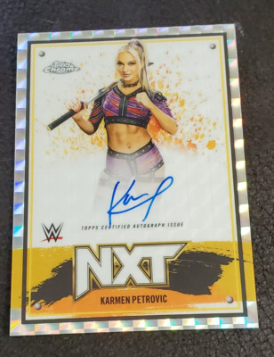 2025 Topps Chrome WWE Karmen Petrovic NXT GEOMETRIC REFRACTOR AUTO